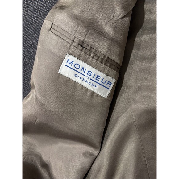 Vintage Monsieur By Givenchy Blazer Men's 46 Reg Wool Tweed Sport Coat USA Brown - Picture 9 of 12